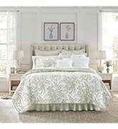 Laura Ashley - Queen Quilt Set, Soft & Reversible Cotton Floral Bedding with a Medium Weight Feel...