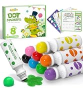 JUPITEARTH 8 Colors Dot Markers for Toddlers 1-3, Includes 120 PDF & 12 Printed Activity Papers, ...