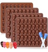 Skull Molds for Baking, Mini Skull Silicone Mold, Halloween Silicone Molds Nonstick 4 Pack for Ma...