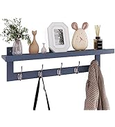 SMIBUY Coat Hooks with Shelf Wall-Mounted, 29.2 Inch Entryway Coat Rack for Wall, Bamboo Hanging ...