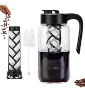 Spreccio Cold Brew Coffee Maker Glass, Airtight & Leakproof Mason Jar Pitcher with Cold Brew Filt...