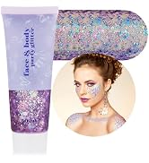 MEICOLY Chameleon Purple Body Glitter,Chunky Glitter Face Paint,Color Changing Mermaid Face Glitt...