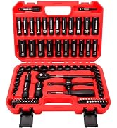 95-Piece 3/8" Drive Impact Socket Set,SAE(5/16 to 3/4-) Metric Size(8-22mm) | 6-Point Deep & Stan...