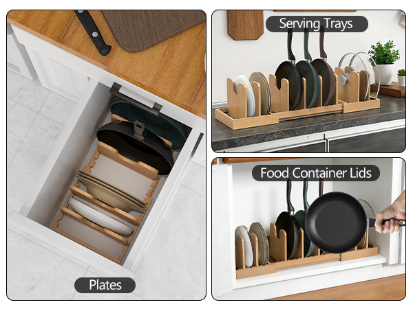 pot and pan organizer bamboo