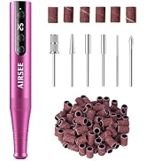 AIRSEE Cordless Electric Nail Drill for Veteran, Rechargeable Nail File, Efile Dremel Set for Man...
