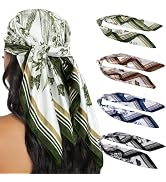 HBselect 4PCS Head Scarf for Women 35” Head Scarves Silk Like Satin Neck Scarfs Square Bandana Ha...
