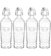 Nicunom 4 Pack Flip Top Glass Bottle, 40 Oz. / 1.2 Liter Clear Glass Pitcher Airtight Seal Swing ...