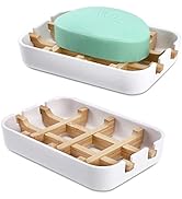 Fufengz Bamboo Wooden Soap Dishes for Bathroom Bar Soap Holder Shower Soap Holder Sink Deck Batht...