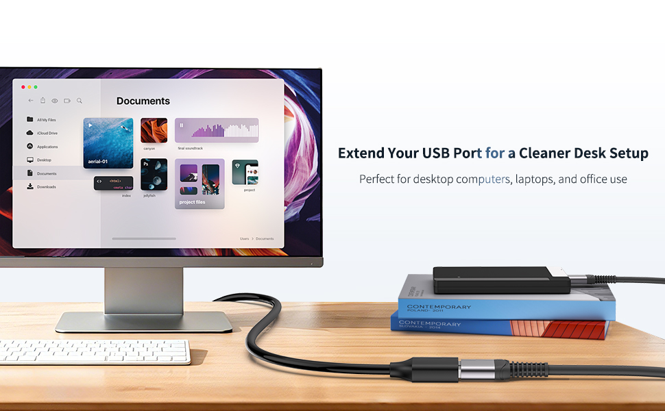 USB Extension Cable, Extend Ports for Desktop, Laptop & Office Use