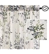 H.VERSAILTEX Linen Sheer Curtains for Living Room Curtains 63 Inches Long Light Filtering Rod Poc...