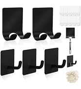 2 Razor Holder for Shower and 3 Adhesive Hooks with Removable Strips,Towel Hooks for Hanging,Wall...