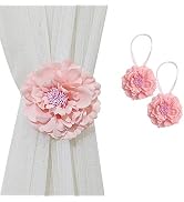 CHICTIE 2 Piece Large Cloth Flower Magnetic Curtain Tieback Wedding Decorative Holdbacks Rope Ame...
