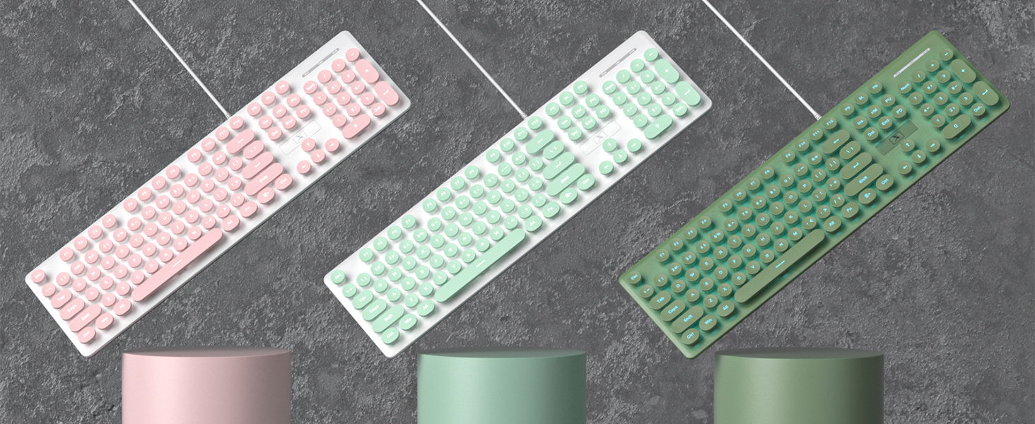 Quiet Wired Retro Typewriter Dark Green Keyboard