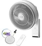 PELONIS 14 inch Wall Mount Fan with Remote Control, Osicllating Fan with 26ft Powerful Airflow, 3...