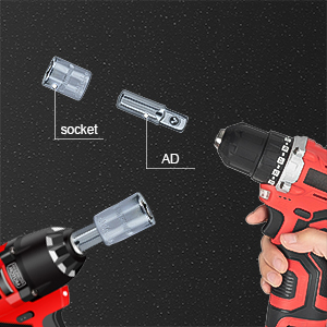Wearable hand drill adapters can be used with sockets attached