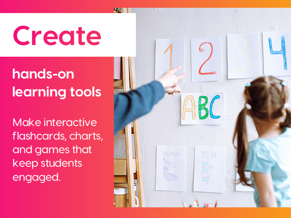 Display create organize showcase, create hand-on learning tools make interactive flashcards, charts