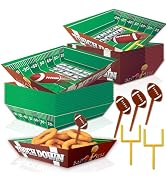 50-Piece Football Party Food Tray Box Kit - 30 Oil-Resistant Paper Snack Trays & 20 Goalpost and ...