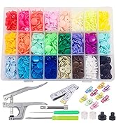 FQTANJU Snaps and Snap Pliers Set, 1440 Pcs T5 Plastic Buttons Set with 10pcs Sewing Clips and 1p...
