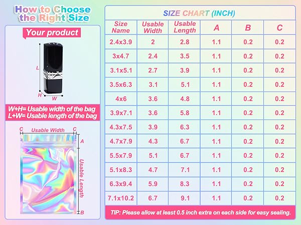 How to Choose the Right Size of Reasealable Holographic Bags