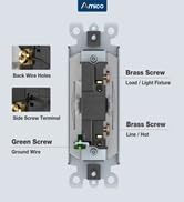 Amico 30 Pack Single Pole Light Switch with Wall Plate, UL Listed, 15A 120/277V, On/Off Rocker Pa...