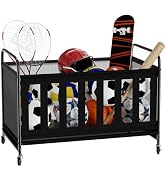 storenization Ball Storage Bin Large with Wheels, Outdoor Ball Storage for Garage, Sports Equipme...