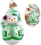HZYC Snowman Christmas Ornaments,Blown Glass Ornaments for Christmas Tree | Green Snowman Collect...