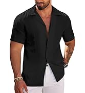 COOFANDY Men's Casual Shirts Short Sleeve Button Down Shirts Fashion Textured Summer Beach Shirt