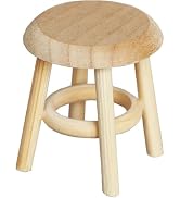 Miniature Wooden Stool, 1:12 Scale Furniture, DIY Living Room Accessories, Wooden Color Dollhouse...