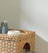 MUTTROS Rattan Cat Litter Box Enclosure - Extra Large Hidden Litter Box Furniture by Handwoven Wi...