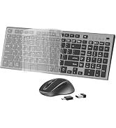 FENIFOX Wireless Keyboard and Mouse, Rechargeable USB C Combo Silent Quiet Compact Full Size Flat...