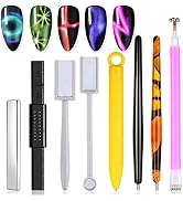 SILPECWEE 8 Pieces Nail Magnet Tool Set Cat Eye Magnet for Nails Magnetic Nail Polish Pens Double...