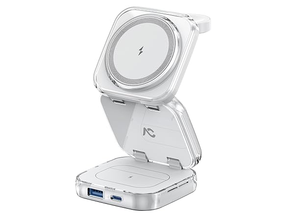 AC ISLAND 5-in-1 Qi2.2 Wireless Charger for MagSafe, 25W Foldable Magnetic Stand Charging Station
