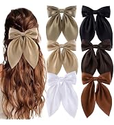 hisial 6Pcs Bow Hair Clips for Women Silky Satin Ribbon Alligator Barrettes Ponytail Holders Hair...