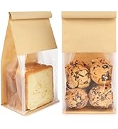 Foranda 50 Pack Bakery Bags with Window, 5.1x3.9x11 Inches Tin Tie Tab Lock Resealable Cookie Bag...