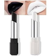 HHLTOH 2Pcs Black White Matte Lipstick Combo Set for Women, Twist Up Cream Lip Art Stick for Hall...