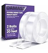 Double Sided Tape Heavy Duty 2 Rolls – 240" x 1.2" & 0.8" Clear Removable Nano Mounting Tape for ...
