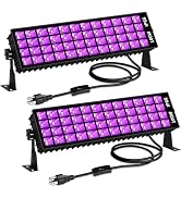 SHGPODA 2 Pcs 100W LED Black Light Bar, IP66 Waterproof Blacklight with 6ft Cord Switch, Black Li...