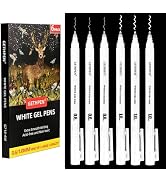 GETHPEN White Gel Pens,1mm 0.6mm Fine Point,Gel Ink Pens,gelly roll pens white,Opaque White Ink P...