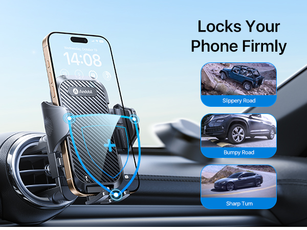 andobil car phone holder Locks Your Phone Firmly