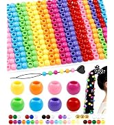 FIVEIZERO 260PCS Large Hole Hair Beads, 10x12mm Acrylic Pony Beads for Hair Braids, Bulk Pack - M...