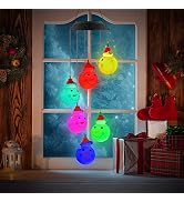 PACETAP Christmas Solar Wind Chimes Outdoor, Color Changing LED Hanging Decor, New Year Garden De...