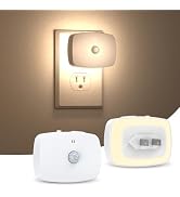 AMIR Upgraded Backlit Motion Sensor Night Light, Pack of 2, Plug in Light with Light Sensor, Thre...