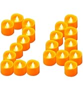 Yakpo 24 Pack Orange LED Tea Light Battery Operated, Flameless Flickering Votive Candles Tealight...