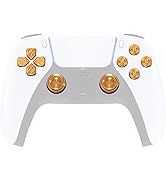 eXtremeRate Gold Metal Thumbsticks Dpad ABXY Buttons for PS5 Controller, Custom Replacement Alumi...