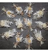 Mini Dried Flower Bouquet Set (Pack of 12), Small Bouquet, Bohemian Wedding Tabletop Vase Decorat...