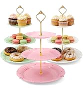 Nexboraque 3 Pack 3 Tier Plastic Cupcake Stand, Dessert Cup Cake Holder Tower Reusable Tiered Ser...