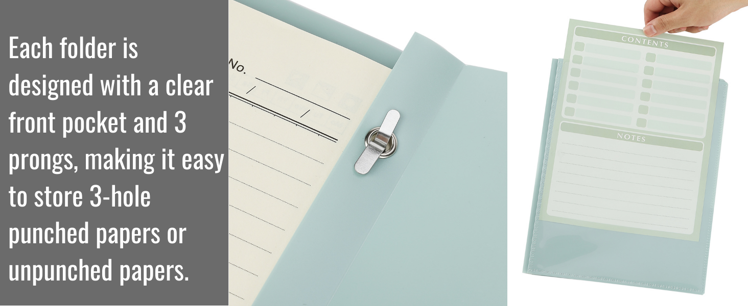 Mr. Pen- Plastic Folders with Clear Front Pocket