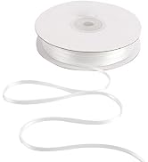 HUIHUANG Solid Color Satin Ribbon 1/8 inch x 100 Yards Roll Ribbon for Crafts (White)