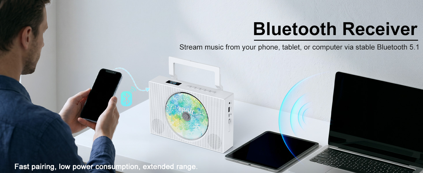 portable cd player with bluetooth