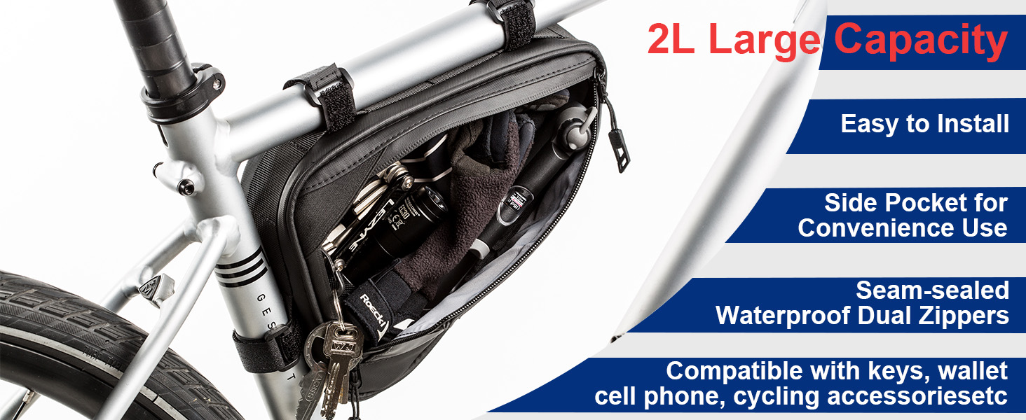 2L Bike Frame Storage Bag with Water Resistant Reflective